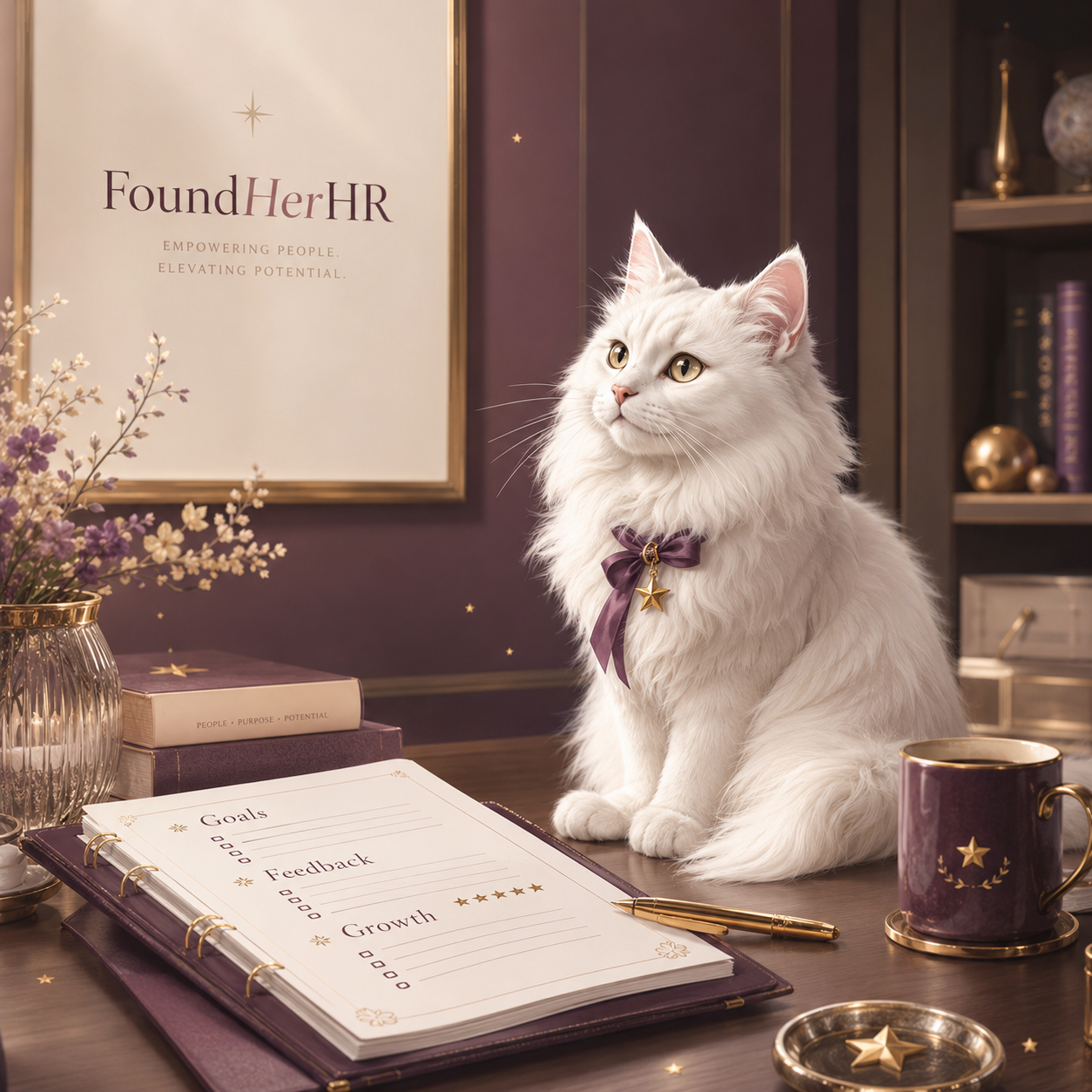 FoundHerHR performance review concept screen showing employee goals and progress